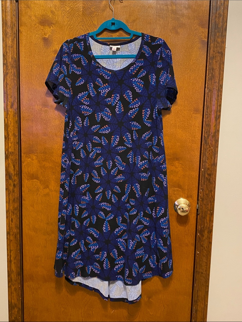 Women’s Navy Blue Floral-Print Short Sleeve Dress